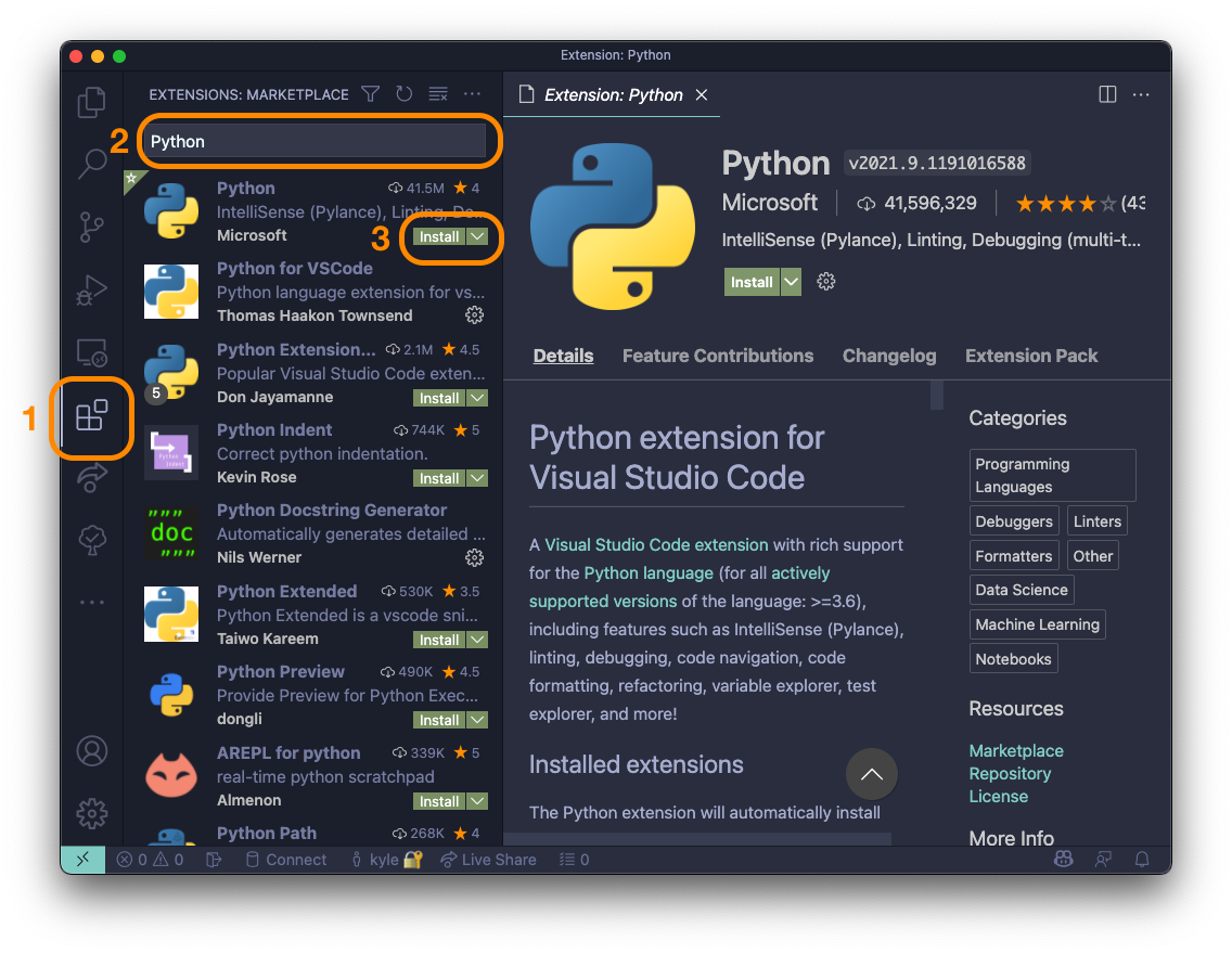 install Python extension